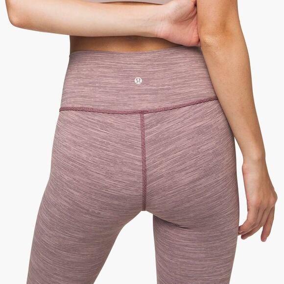 Lululemon Wunder Under High Rise 28" Luxtreme Purple Stripe Workout Leggings - Picture 2 of 8